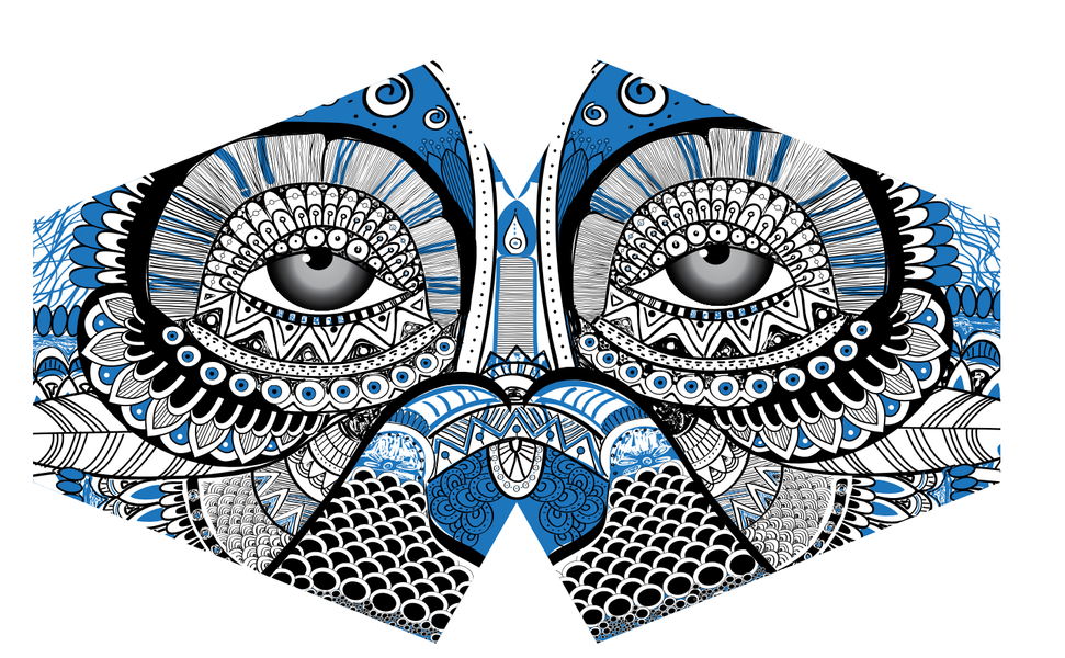 Herbruikbare Modieuse Gezichtsmaskers - Mystieke Uil (Volwassen)