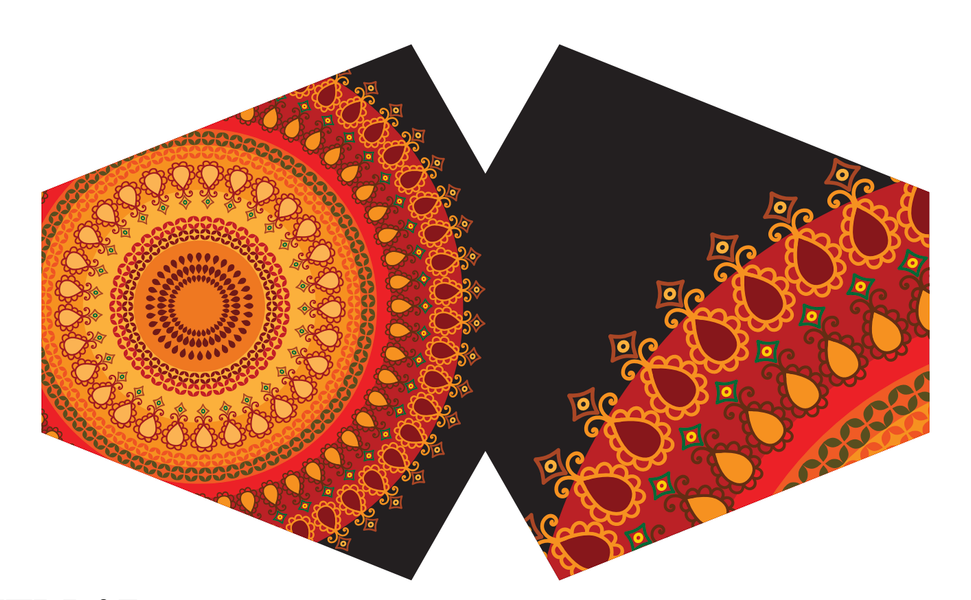 Herbruikbare Modieuse Gezichtsmaskers- Oranje Mandala (Volwassen)