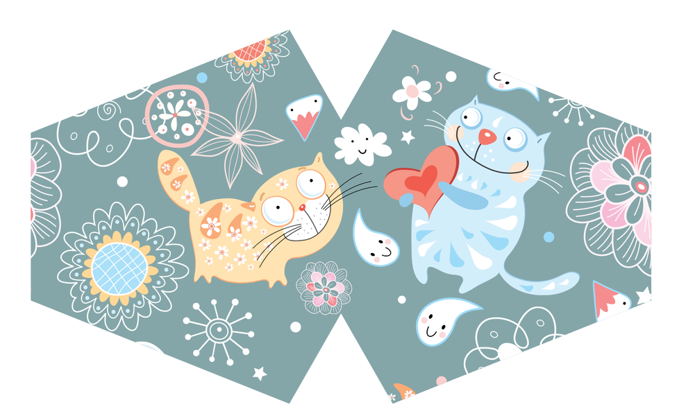 Herbruikbare Modieuse Gezichtsmaskers - Happy Katten (Kinderen)