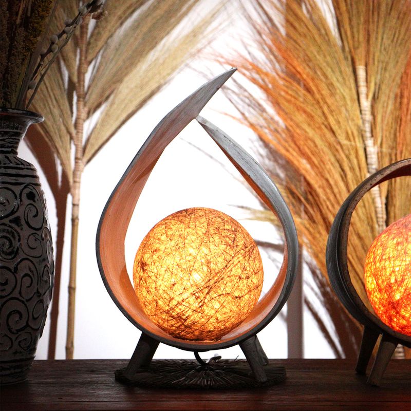 Natuurlijke Kokos Blad Lamp - Wit wash Overslag