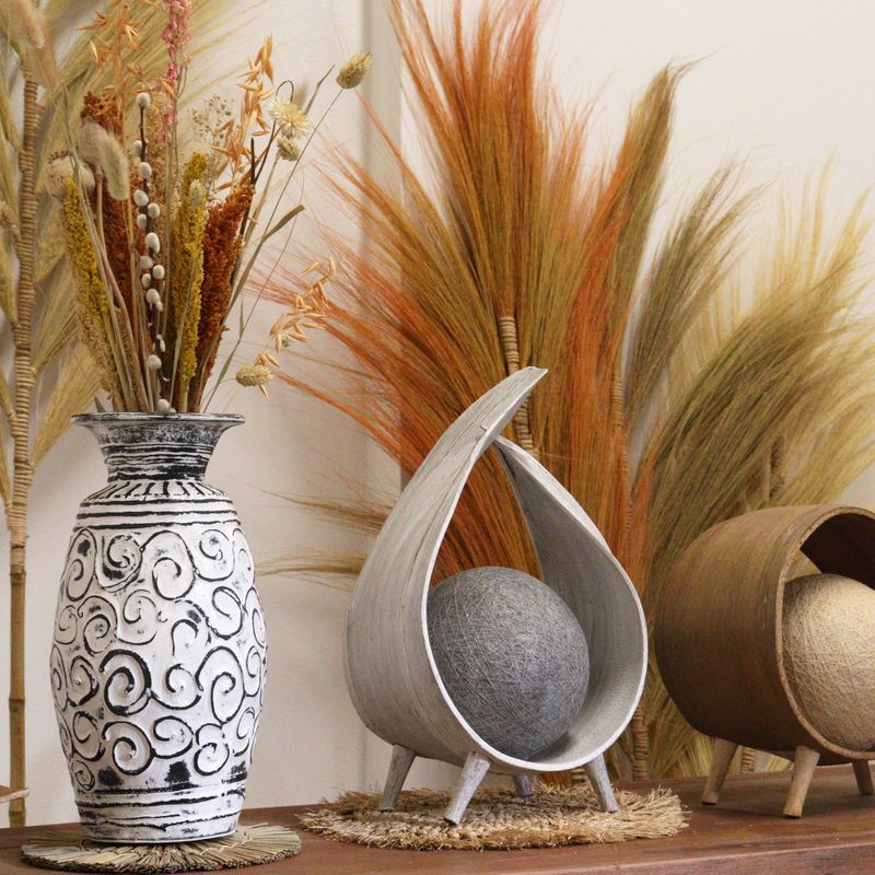 Natuurlijke Kokos Blad Lamp - Wit wash Overslag
