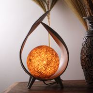Natuurlijke Kokos Blad Lamp - Wit wash Overslag