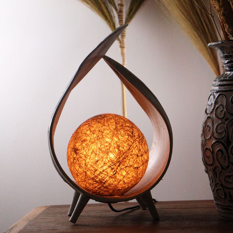 Natuurlijke Kokos Blad Lamp - Wit wash Overslag