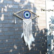 Bescherming Droomvanger - Large - Macrame Oog Wit / Grijs / Bruin