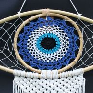 Bescherming Droomvanger - Large - Macrame Boze Oog Blauw / Wit / Zwart