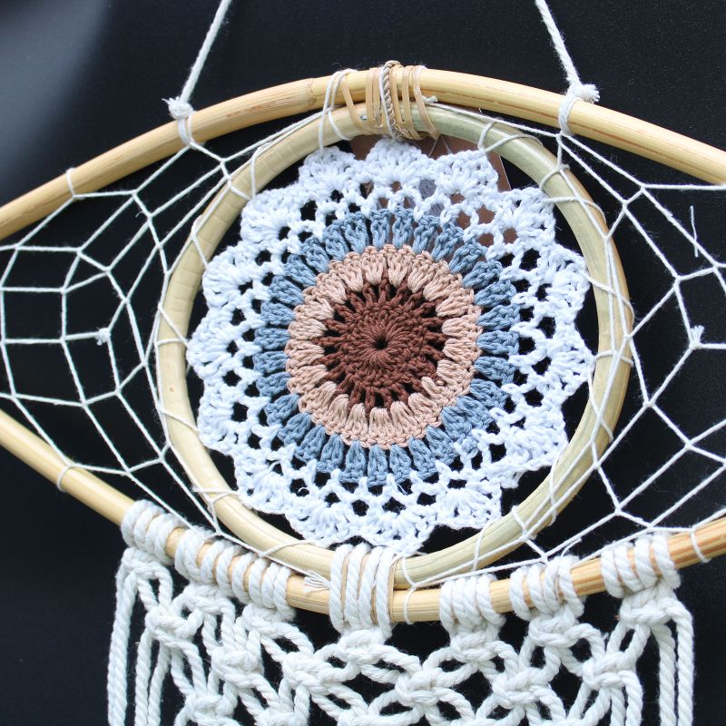 Bescherming Droomvanger - Medium - Macrame Oog Wit / Grijs / Bruin