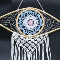 Bescherming Droomvanger - Medium - Macrame Oog Wit / Blauw / Roze