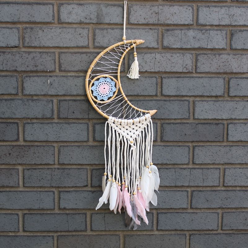 Bescherming Droomvanger - Macrame Maan Gemengde Kleuren