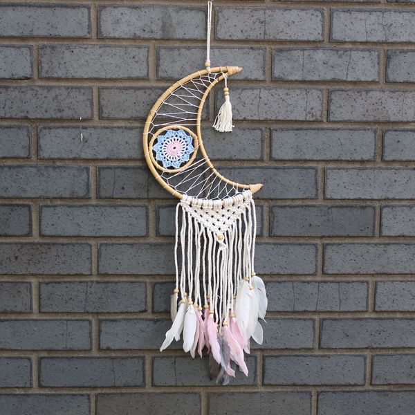 Bescherming Droomvanger - Macrame Maan Gemengde Kleuren