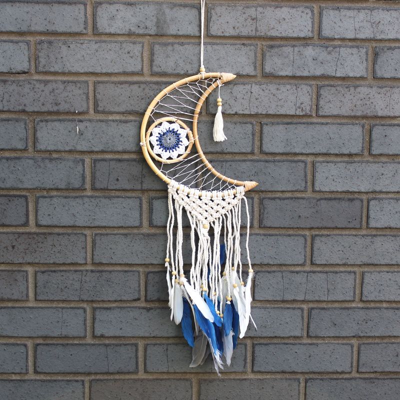 Bescherming Droomvanger - Macrame Maan Gemengde Kleuren