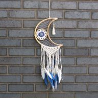 Bescherming Droomvanger - Macrame Maan Gemengde Kleuren