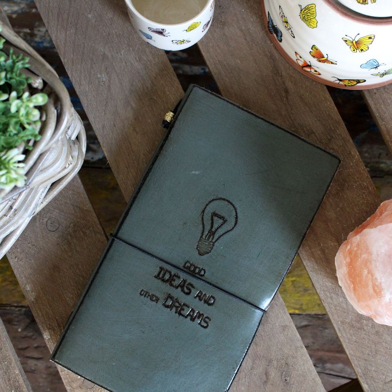 Handgemaakte Leren Dagboek - My Little Black Book - Zwart (80 pages)