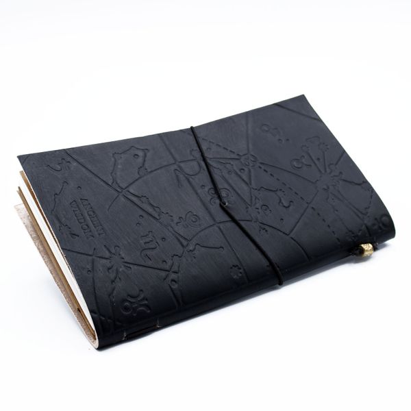 Handgemaakte Leren Dagboek - My Little Black Book - Zwart (80 pages)