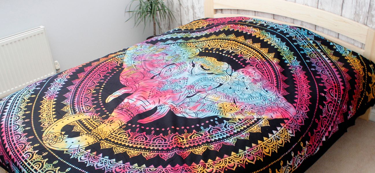 Bedsprei/Wandkleed Katoen - Enkel - Hamsa - 140 x 210 cm