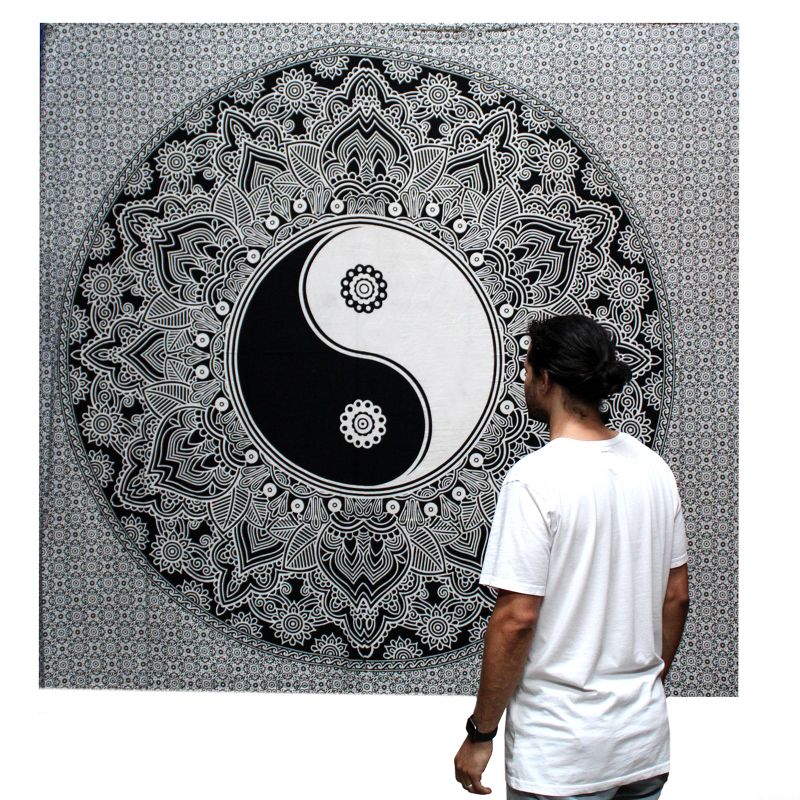 B&W Dubbele Katoenen Sprei + Wandkleed - Yin Yang
