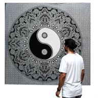 B&W Dubbele Katoenen Sprei + Wandkleed - Yin Yang