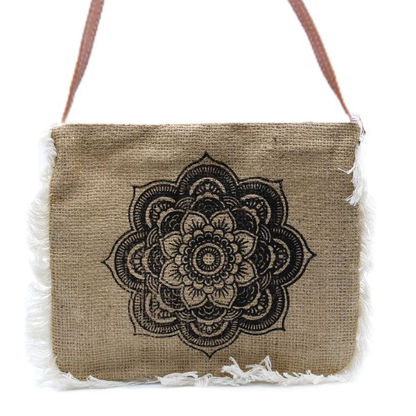 Jute Franje Tas - Mandela Print