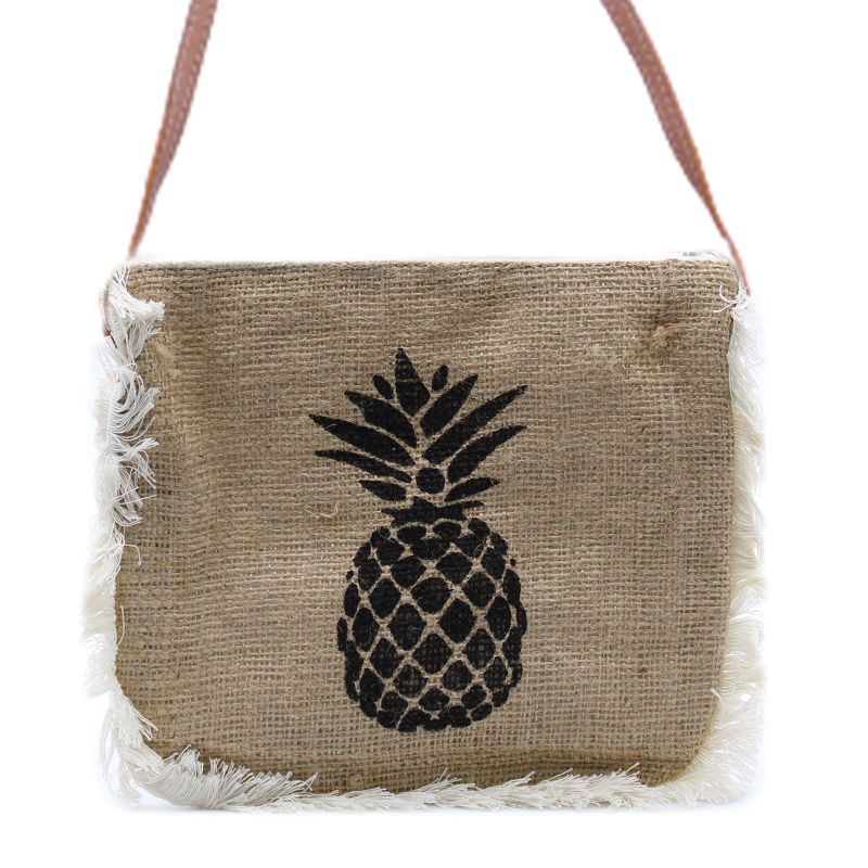 Jute Franje Tas - Ananas Print