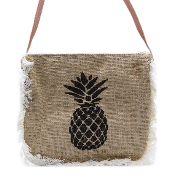 Jute Franje Tas - Ananas Print