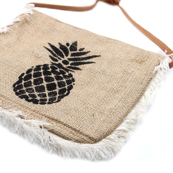 Jute Franje Tas - Ananas Print