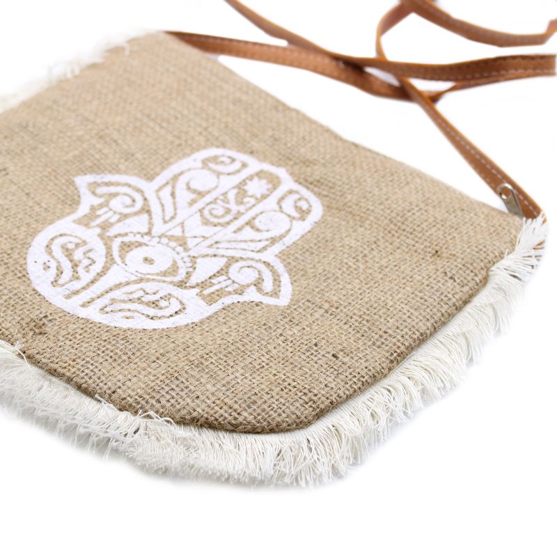 Jute Franje Tas - Hamsa Print