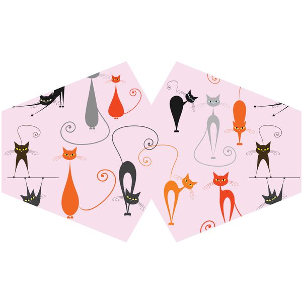 Herbruikbare Modieuse Gezichtsmaskers - Roze Katten (Volwassen)