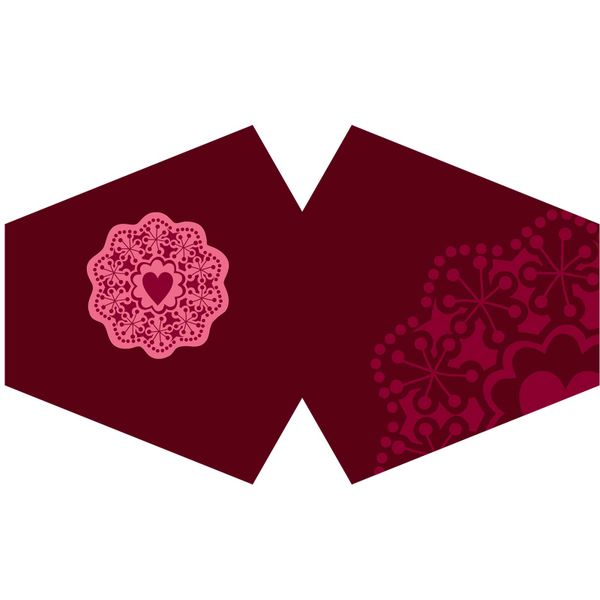 Herbruikbare Modieuse Gezichtsmaskers - Red Mandala Heart (Volwassen)