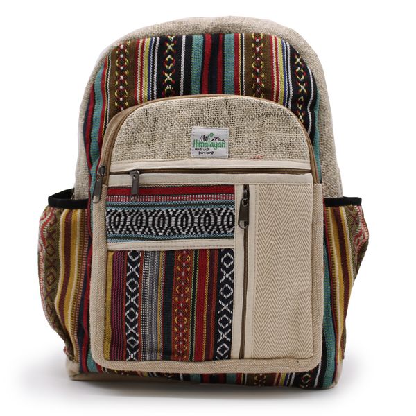 Rugzak - Hemp - Large - Rechte Ritsen Stijl - Gemengde Kleuren