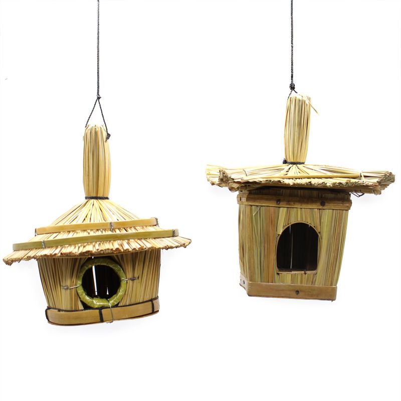 Klein Vierkant Zeegras Vogelhuisje 18x13cm