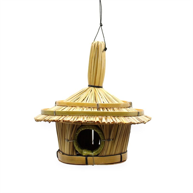 Klein Rond Zeegras Vogelhuisje 17x17cm