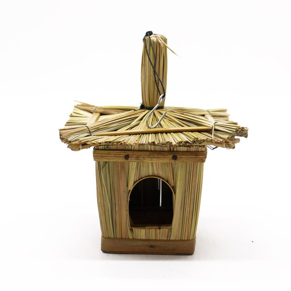 Klein Vierkant Zeegras Vogelhuisje 18x13cm