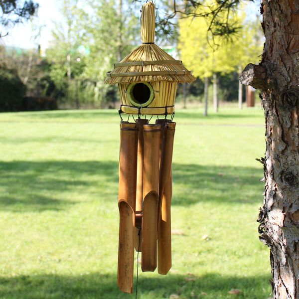 Rond Zeegras Vogelhuisje met Klokkenspel 45x17cm