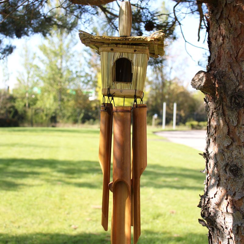 Vierkant Zeegras Vogelhuisje met Klokkenspel 49x15cm