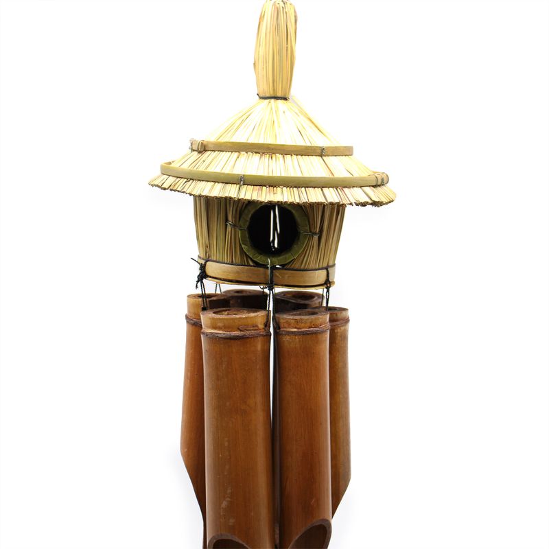 Grote Ronde Zeegras Nestkast met Windgong 56x20cm