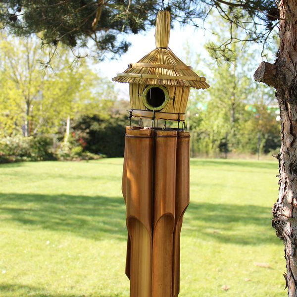 Grote Ronde Zeegras Nestkast met Windgong 56x20cm
