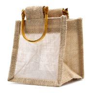 Geschenktasje Puur Jute en Katoen met Venster - 1 x Venster - Naturel