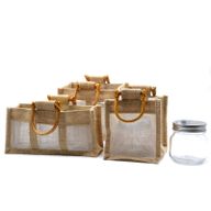 Geschenktasje Puur Jute en Katoen met Venster - 2 x Venster - Naturel
