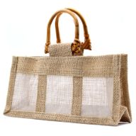 Geschenktasje Puur Jute en Katoen met Venster - 3 x Venster - Naturel