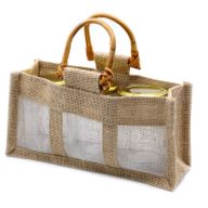 Geschenktasje Puur Jute en Katoen met Venster - 3 x Venster - Naturel
