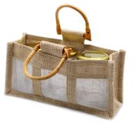 Geschenktasje Puur Jute en Katoen met Venster - 3 x Venster - Naturel