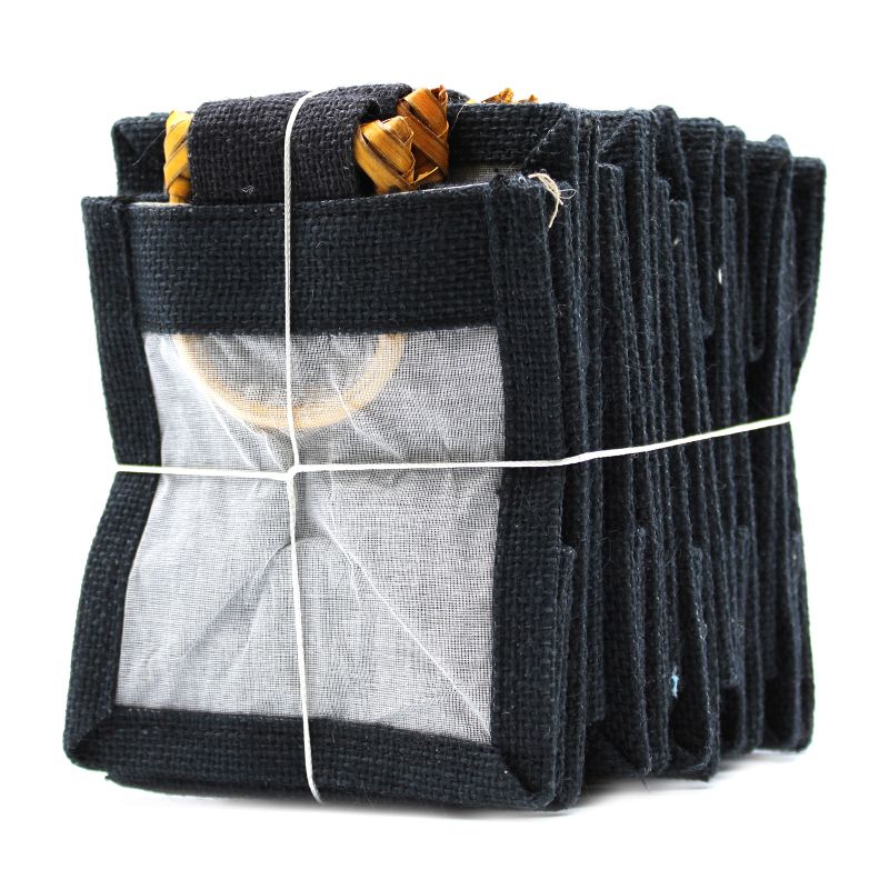Geschenktasje Puur Jute en Katoen met Venster - 1 x Venster - Zwart