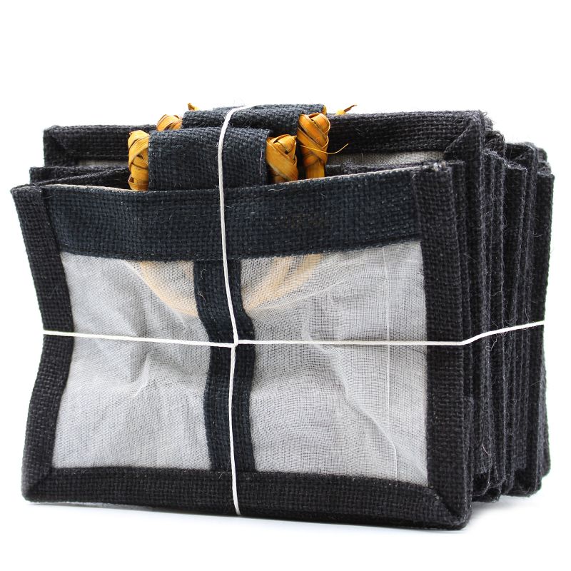 Geschenktasje Puur Jute en Katoen met Venster - 2 x Venster - Zwart