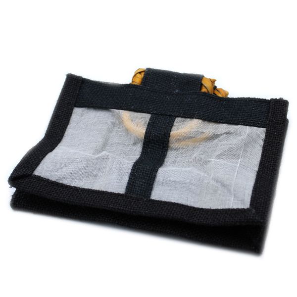 Geschenktasje Puur Jute en Katoen met Venster - 2 x Venster - Zwart