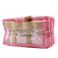 Geschenktasje Puur Jute en Katoen met Venster - 3 x Venster - Roze