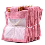 Geschenktasje Puur Jute en Katoen met Venster - 1 x Venster - Roze