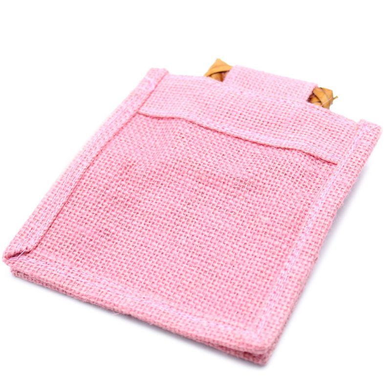 Geschenktasje Puur Jute en Katoen met Venster - 1 x Venster - Roze