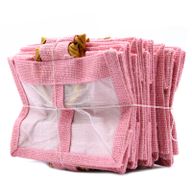 Geschenktasje Puur Jute en Katoen met Venster - 2 x Venster - Roze