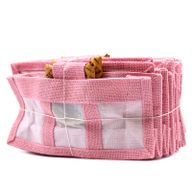 Geschenktasje Puur Jute en Katoen met Venster - 3 x Venster - Roze