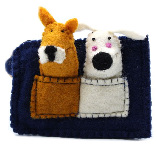 Vilten Etui met Vingerpoppetjes- Puppy's
