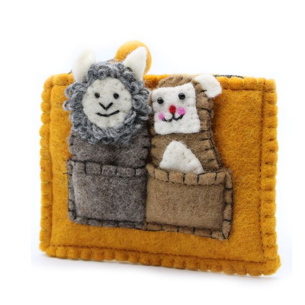 Vilten Etui met Vingerpoppetjes - Beer & Schaap